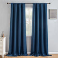 Blackout Curtains 108 Inch Length 2 Panels Set, Black Out Curtains for Bedroom 108 Inch Long, Rod Pocket Energy Saving Room Darkening Drapes for Living Room Window Navy Blue(W52 x L108)