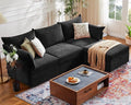 ABCASA 102.6" Modular Sectional Sofa, L Shaped Couch Set for Living Room, 3-Seater Comfy Cloud Couches with Movable Storage Ottoman,DIY Combination - Chenille Black