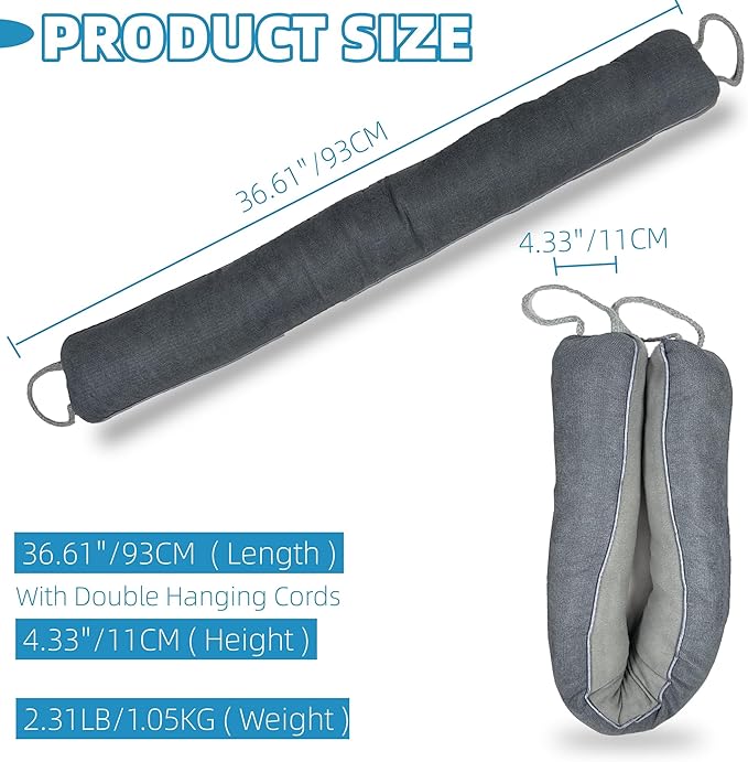 Door Draft Stopper 36 Inches Length x 4 Inches Width, Weighted Under Door Noise Blocker, Heavy Duty Under Door Draft Blocker Bottom Door Seal Noise and Air, Door Guard Saving Energy - Gray