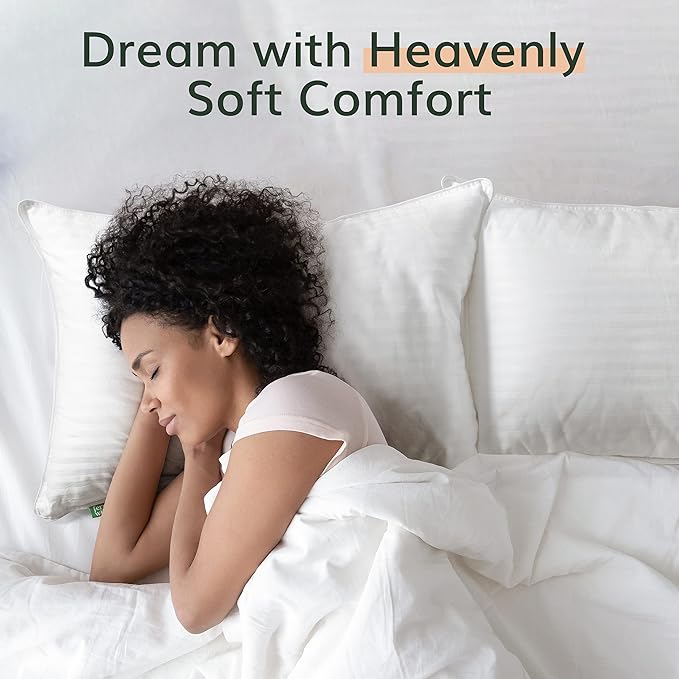 Fern and Willow Premium Queen Size Bed Pillows - Set of 2, 28"x20" - Luxurious Ultra-Soft Cooling Pillow - Hotel Quality, Down Alternative Fill, Medium Firm Support for Side, Back & Stomach Sleepers