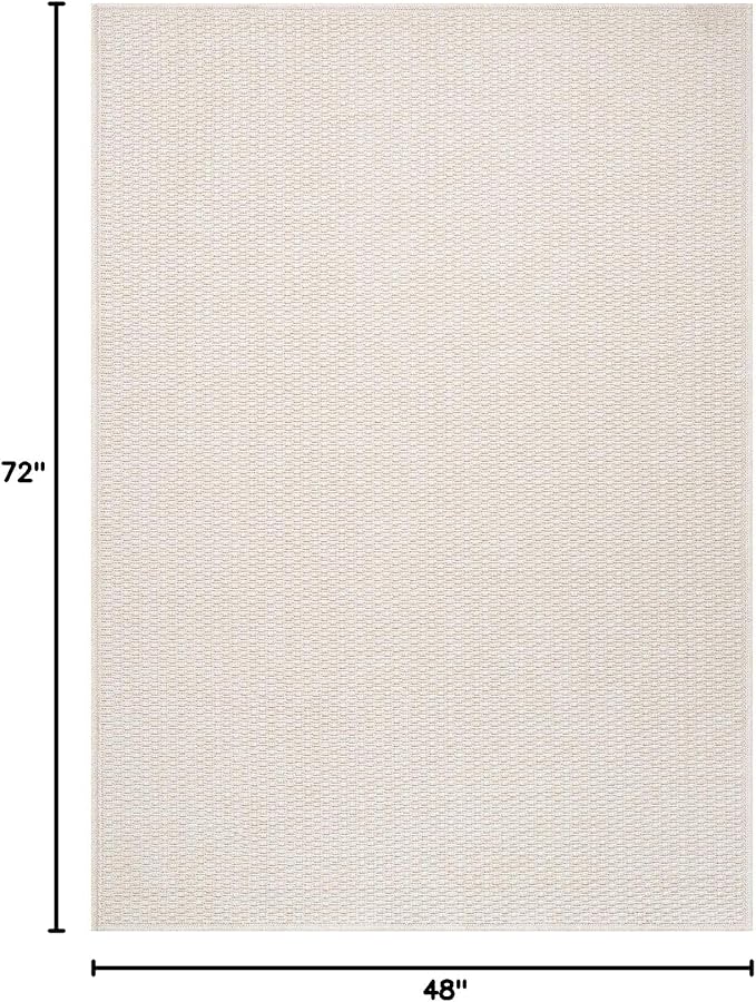 Easy Jute Rug 4x6 Indoor Outdoor Natural Rugs Solid Fiber Rug Woven Area Rug Boho Easy Clean Inside Carpet for Living Room Bedroom Dining Room Hallway or Outdoor Patio Porch (4 X 6 Bone)