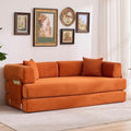 Garvee 5-in-1 Convertible Sofa Bed, 78.8" Modular Corduroy Sleeper with Sturdy Frame & No Assembly, Multi-Functional Futon for Small Space, Living Room & Guest Room (Orange)