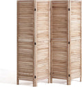 VEVOR Wood Room Divider, 4 Panel Wood Folding Privacy Screen, 66.9 Inches Tall Indoor Louvered Wooden Partition, Portable Decoration Screen, for Room Separation, Home, Office, Restaurant & Bedroom