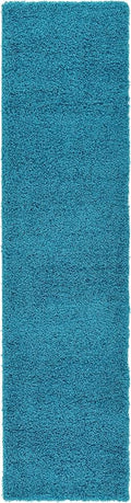 Unique Loom Solid Shag Collection Area Rug (2' 7" x 10' Runner Turquoise)
