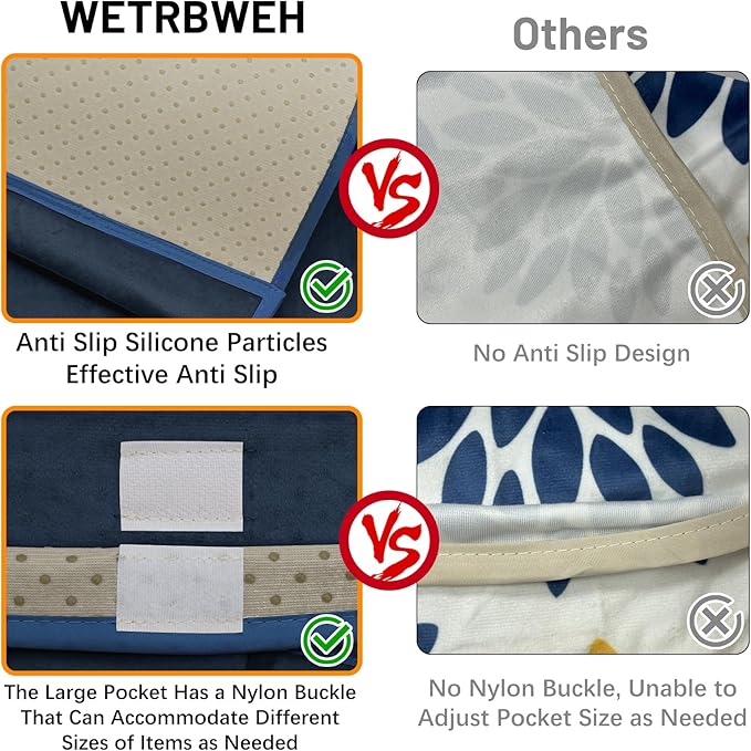 WETRBWEH TV Remote Control Holder Couch Caddy, Non-slip Bedside Caddy Organizer with 5 Pockets for Key Glasses Phone Magazine Holders