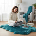 Beach Blue Genuine Sheepskin Rug 4x6 ft, Real Fluffy Quad Pelt Fur Area Rug for Living Room, Bedroom, & Nursery, Shaggy Boho, Modern, or Farmhouse Decor