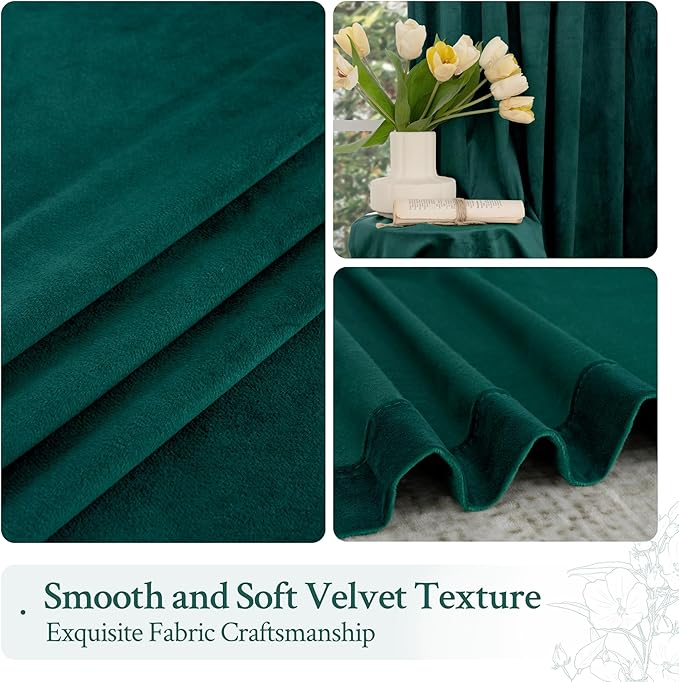 LAMIT Teal Velvet Curtains 84 Inch Length for Living Room, Soft Thermal Insulated Panels Room Darkeing Back Tab and Rod Pocket Christmas Drapes for Bedroom/Party/Hotel Hall, 2 Panels, 52 x 84 Inch