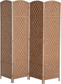 HOMCOM Room Divider, 4 Panel Folding Privacy Screen, 6FT Tall Portable Wicker Weave Partition Wall Divider for Bedroom, Home Office, Natural