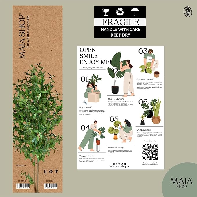Maia Shop 5ft Artificial Olive Tree Plant for House, Apartment or Office – Realistic Fake Indoor Plants for Living Room, Kitchen, Bedroom, Entryway or Bathroom – Faux Greenery for Home Décor