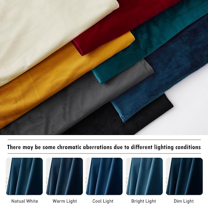 RYB HOME Navy Blue Velvet Curtains 100 inches, Back Tab Soft Fabric Room Darkening Thermal Insulated Luxurious Home Decor Curtains for Living Room Bedroom, W 52" x L 100", 2 Panels Set