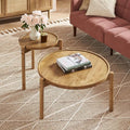 mopio Dylan Solid Wood Nesting Coffee Table Set (Mango Wood Oak, Round)