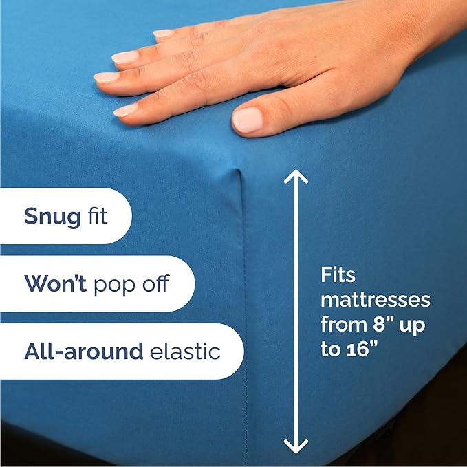 Cal King 6 Piece Sheet Set - Cooling & Breathable - Hotel Luxury Bedding, Includes Fitted Sheet for Women, Men, Kids and Teens - 1 Flat, 1 Fitted Sheet, 4 Pillowcases with Deep Pockets - Denim Blue