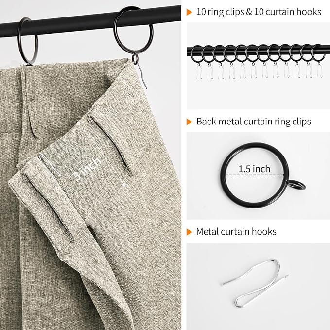 WdFour 24x24 Inch Pinch Pleated Blackout Cafe Curtains - Pack of 2, 100% Light Blocking Back Tab Drapes for Half Windows, Kitchen & Bathroom Short Curtains in Hemp Gray