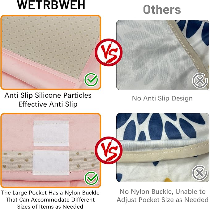 WETRBWEH Remote Control Holder for Armchair，Couch Caddy Organizer TV Remote Holder for Bed Storage 5 Pockets，Remote Caddy Bedside Organizer Bedside Table Organizer (Pink, 35"x12.4")