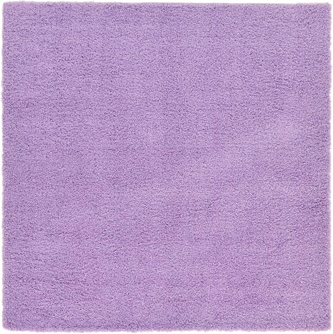 Unique Loom Solid Shag Collection Area Rug (8' Square, Lilac)