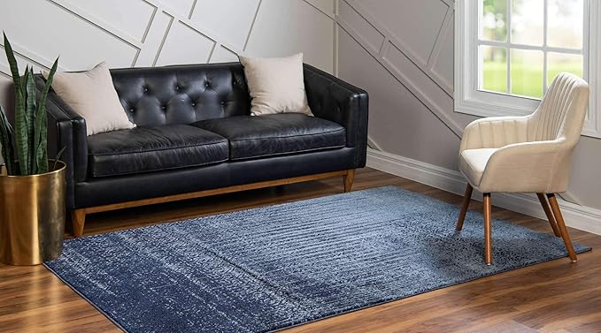 Unique Loom Del Mar Collection Area Rug - Jennifer (10' 6" x 16' 5" Rectangle, Blue/ Navy Blue)