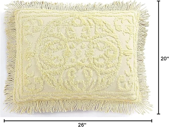 Beatrice Home Fashions Medallion Chenille Bedspread, Standard Sham, Yellow