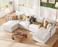 ABCASA 134.6" Oversized Modular Sectional Sofa, 6 Seater U Shaped Couch with Storage Ottoman with Reversible Chaise Deep Seat for Living Room, Apartment - Chenille White