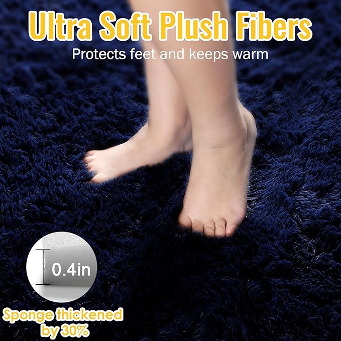 PAGISOFE Dark Navy Blue Rugs for Living Room 5x7 Ft, Plush Area Rugs for Bedroom, Non-Shedding, Indoor Furry Floor Rugs for Nursery Playroom, Shag Carpet for Kids Room Decor Aesthetic, Dark Blue