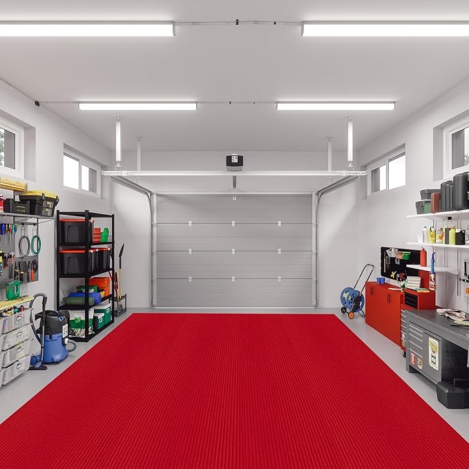 Ottomanson 6'6" x 32' Hallway Runner with Scraper Pile Extra Durable Non-Slip Rug Mat for Indoor & Outdoor Use - Ideal for Kitchen, Entryway, Patio & Garage - High-Traffic Carpet, Red