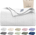 Cloud Scape Linen 100% Cotton Blanket King 92x108 White - Cozy Herringbone Weave, Fits Up to Cal King Beds, Breathable Softness, All-Season Warmth, Heavy Layering Winter Blanket