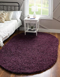 Unique Loom Solid Shag Collection Area Rug (5' 1" x 8' Oval, Eggplant Purple)