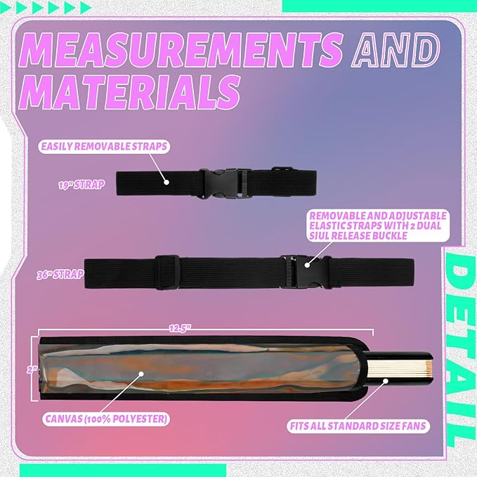 Summer Rave Fan Thigh Holster Rave Fan Holder Folding Hand Pouch Foldable Sleeves with Waist Belt for Thigh Party