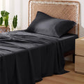Bedsure Cooling Sheets Twin XL, Rayon Derived from Bamboo, Breathable & Soft Twin XL Sheet Sets, Deep Pocket Up to 16 Inches, Hotel Luxury Silky Dorm Bedding for Hot Sleepers, Black