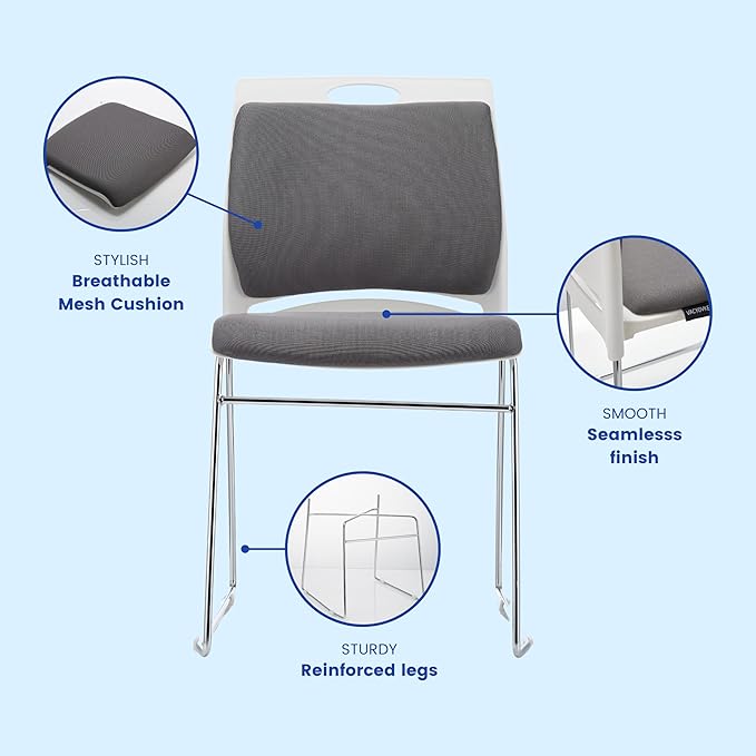 100 Pack Stacking Chairs 1102LB Capacity Home Office Guest Chair Set with Sled Base,Modern Reception Chair for Kitchen,Waiting Room,Multi-Purpose Room,Break Room,Training,Cafeteria