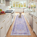 Area Rugs 2'x8' Washable Non-Slip, Floral Vintage Distress Print Pattern Medallion Carpet for Living Room Bedroom Dining Room, Light Purple Brown