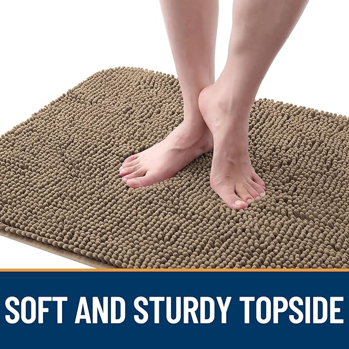OLANLY Dog Door Mat for Muddy Paws 35x24, Absorbs Moisture and Dirt, Absorbent Non-Slip Washable Doormat, Quick Dry Chenille Mud Mat for Dogs, Entry Indoor Entryway Carpet for Inside Floor, Tan