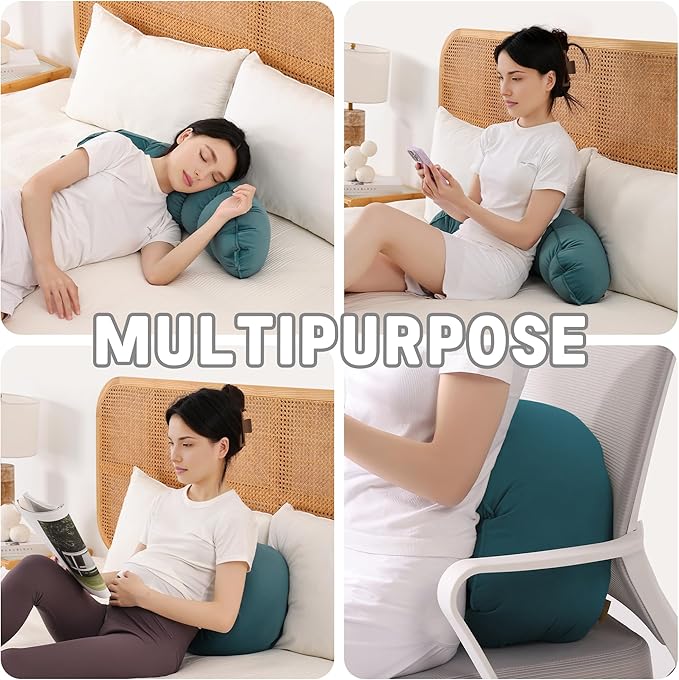 Peallow(Pat. Pend) – Long Round Body Pillow for Adults, Bolster Pillow for Sleeping, Soft and Supportive Pillow for Sleeping & Lumbar Support (Slate Blue, 29.5")