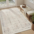 MontVoo-Vintage Area Rug 3x5 Beige Rugs for Living Room-Soft Distressed Printed Rugs for Bedroom-Non Slip Carpet-Machine Washable Rug for Dining Room Living Room Bedside Office