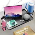 BedShelfie Bedside Shelf for Dorm Room Bunk Bed & Top Bunk, College Dorm Room Essentials, Bedside Caddy, Clip on Floating Tray, Bed Side Table Storage, Loft Nightstand Decor, Black