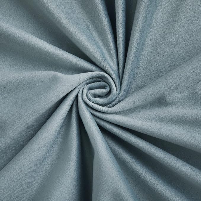 RYB HOME Velvet Curtains 90 inches Length, Back Tab & Rod Pocket Soft Fabric Curtains & Drapes for Bedroom Room Divider, Stone Blue, W 62 x L 90, 2 Panels Set