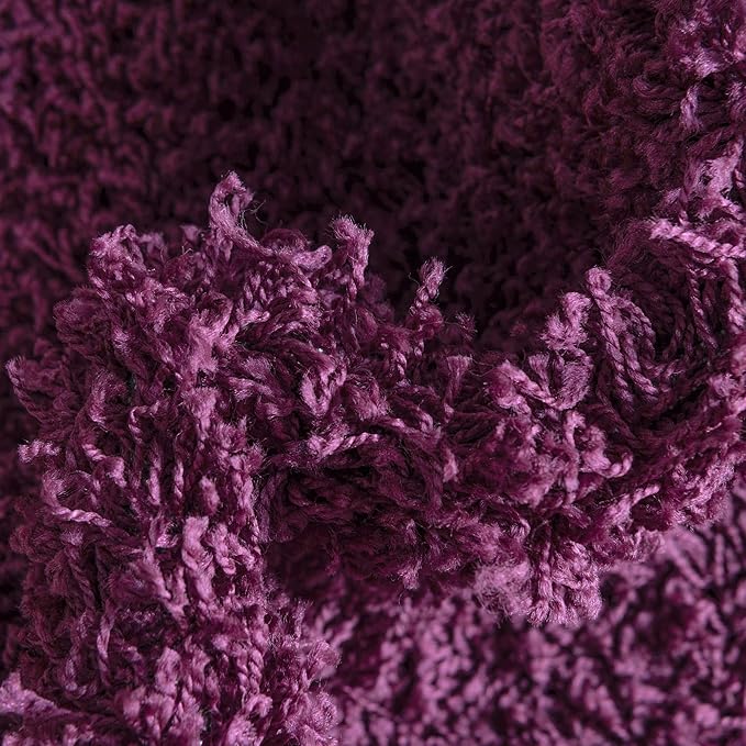 Unique Loom Solid Shag Collection Area Rug (3' 3" x 5' 3" Oval, Eggplant Purple)