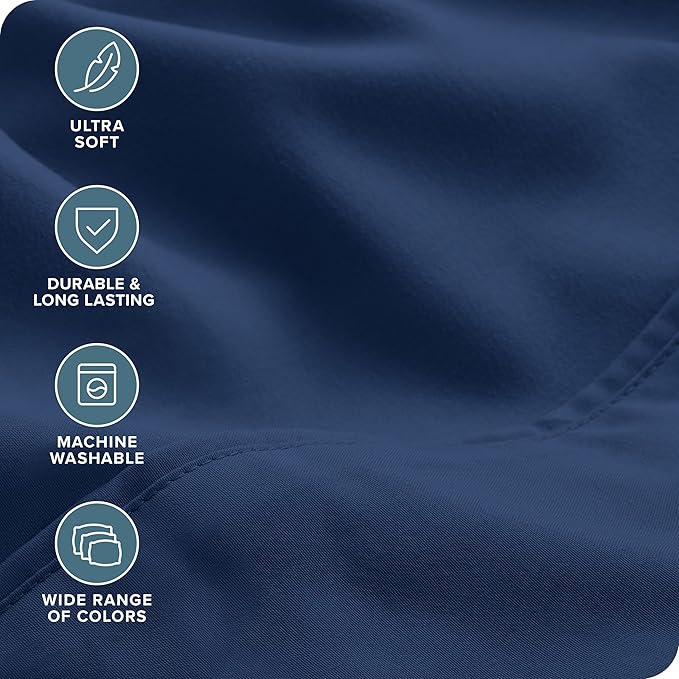Bare Home Hotel Luxury Queen Sheet Set, Extra Soft - 6 Piece Set - Deep Pockets - Easy Fit - Cooling & Breathable - Wrinkle, Fade, Stain Resistant - Includes 4 Pillowcases (Queen, Dark Blue)