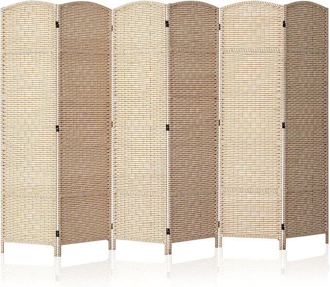 JOSTYLE 6ft. Tall Extra Wide , Folding Privacy Screens with Diamond Double-Weave and Freestanding Room Dividers (Stripe, 6-Panel)