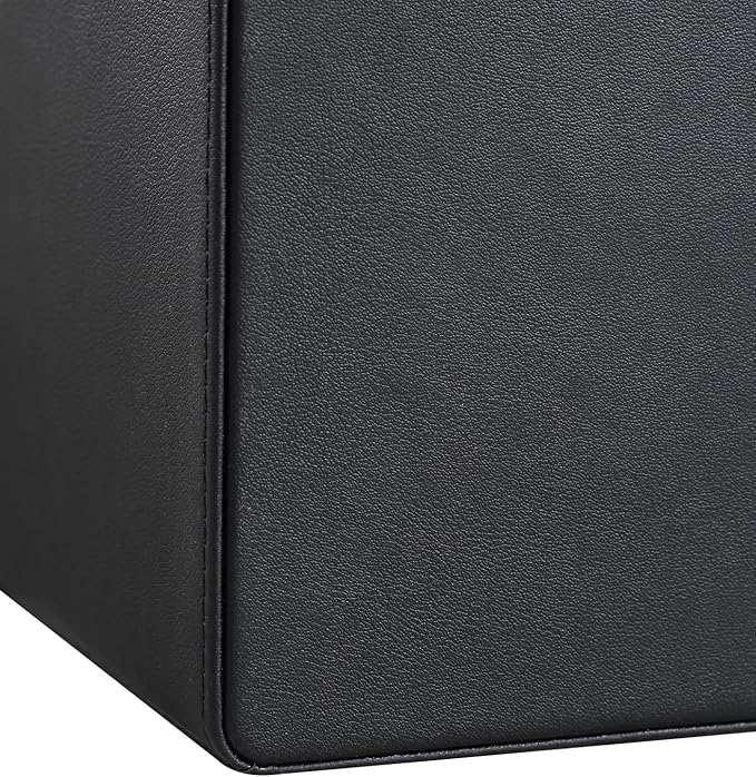 MEIBOOCH PU Leather Desk Organizer, Luxury Remote Control Holder for Home, Office Desk Accessories Table Caddy Bedside Nightstand Organizer (Black)