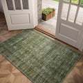 Washable 2x3 Entryway Rug, Boho Non-Slip Door Mat Vintage Distress Small Rugs for Kitchen Nursery Office Bedroom, 0.3" Neutral Oriental Throw Carpet with Cushioning Pad, Grass Green/Multi