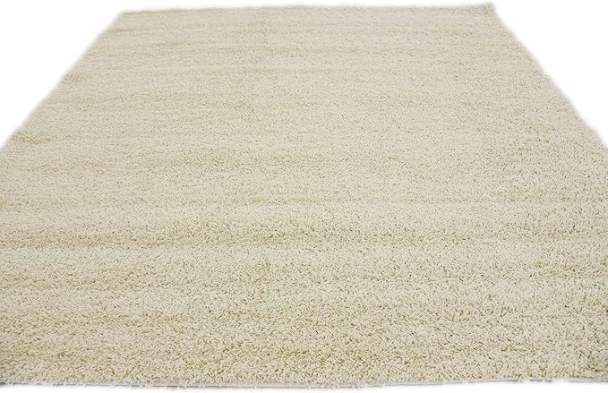 Unique Loom Solid Shag Collection Area Rug (7' 10" Square, Pure Ivory)