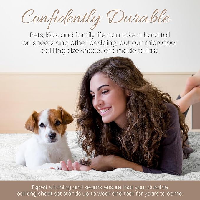 Linen Market 4 Piece California King Bedding Sheet Set (Gray Floral) - Sleep Better Than Ever with These Ultra-Soft & Cooling Bed Sheets for Your Cal King Size Bed - Deep Pocket Fits 16" Mattress