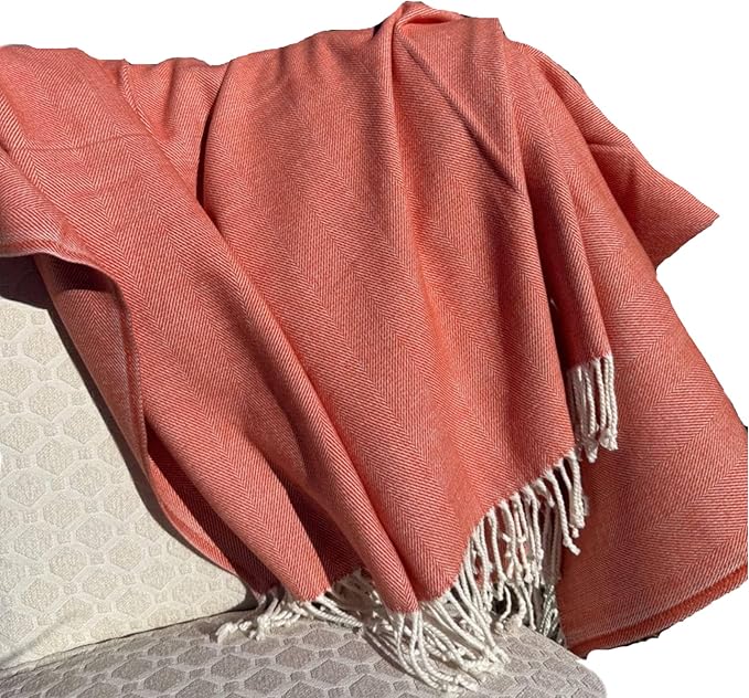 Alashan Cotton Acrylic Adirondack Herringbone Woven Throw (Tumeric)