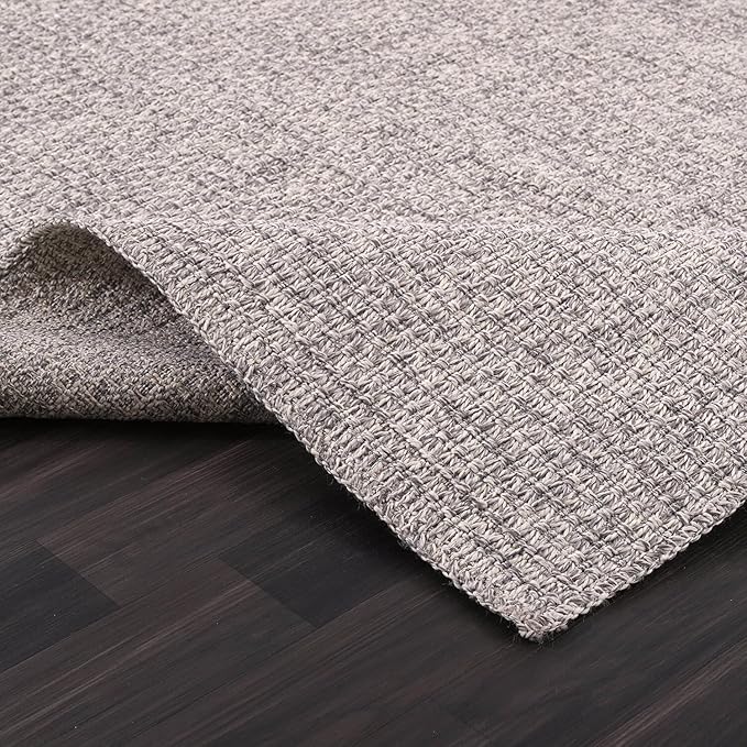Easy Jute Rug 5x7 Indoor Outdoor Natural Rugs Solid Fiber Rug Woven Area Rug Boho Easy Clean Inside Carpet for Living Room Bedroom Dining Room Hallway or Outdoor Patio Porch (5 X 7 Silver)