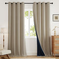 Blackout Curtains 84 Inch Length 2 Panels Set for Living Room/Bedroom, Grommet Linen-Look Textured Light Blocking Room Darkening Energy Saving Thermal Insulated Drapes (W52xL84, Natural)