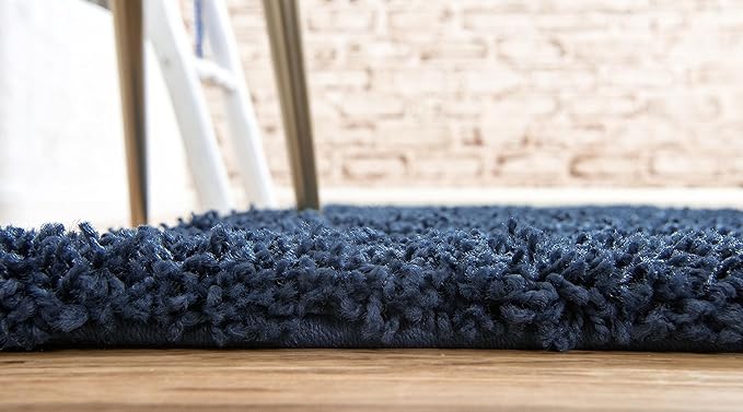 Unique Loom Solid Shag Collection Area Rug (2' 2" x 6' 5" Runner, Sapphire Blue/ Navy Blue)