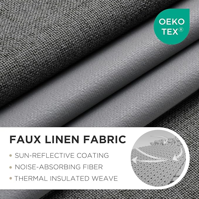 Joydeco Grey Blackout Curtains 120 Inches Long, Extra Long Curtains 120 Inch Length 1 Panel for Bedroom, Thermal Insulated Linen Black Out Curtains with Grommets(100x120, Grey)