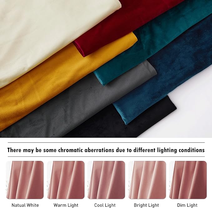 RYB Home Soft Velvet Curtain for Home Decoration, Wild Rose Room Darkening Window Curtains & Drapes Thermal Insluated Noise Reuding Vertical Shade for Sliding Door Home Office, W52 x L90 inch, 2 Pcs