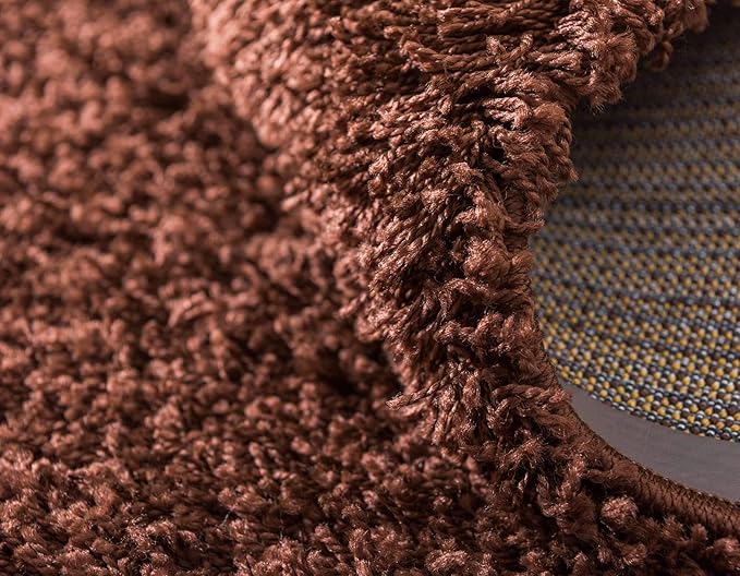 Unique Loom Solid Shag Collection Area Rug (10' x 13' Rectangle, Chocolate Brown)