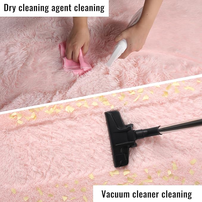 PAGISOFE Pink Fluffy Shag Machine Washable Area Rugs for Bedroom Girls 5x7,Soft Fuzzy Rugs for Living Room,Pastel Carpet Nursery Floor Kids Room Dorm Rug,Plush Soft Kids Rug for Room Decor Aesthetic